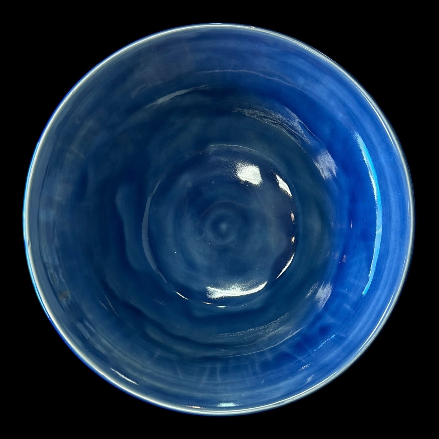 Carved Bowl with Glossy Blue