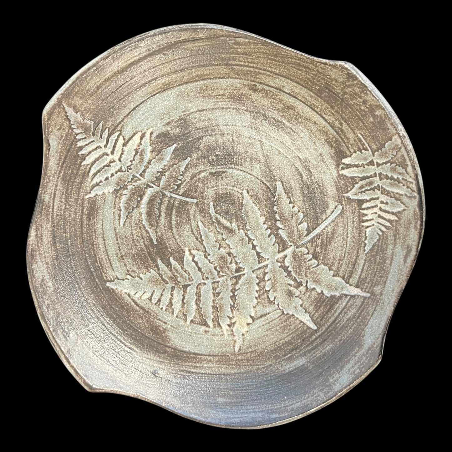 Earthy Matte Fern Platter- Stone