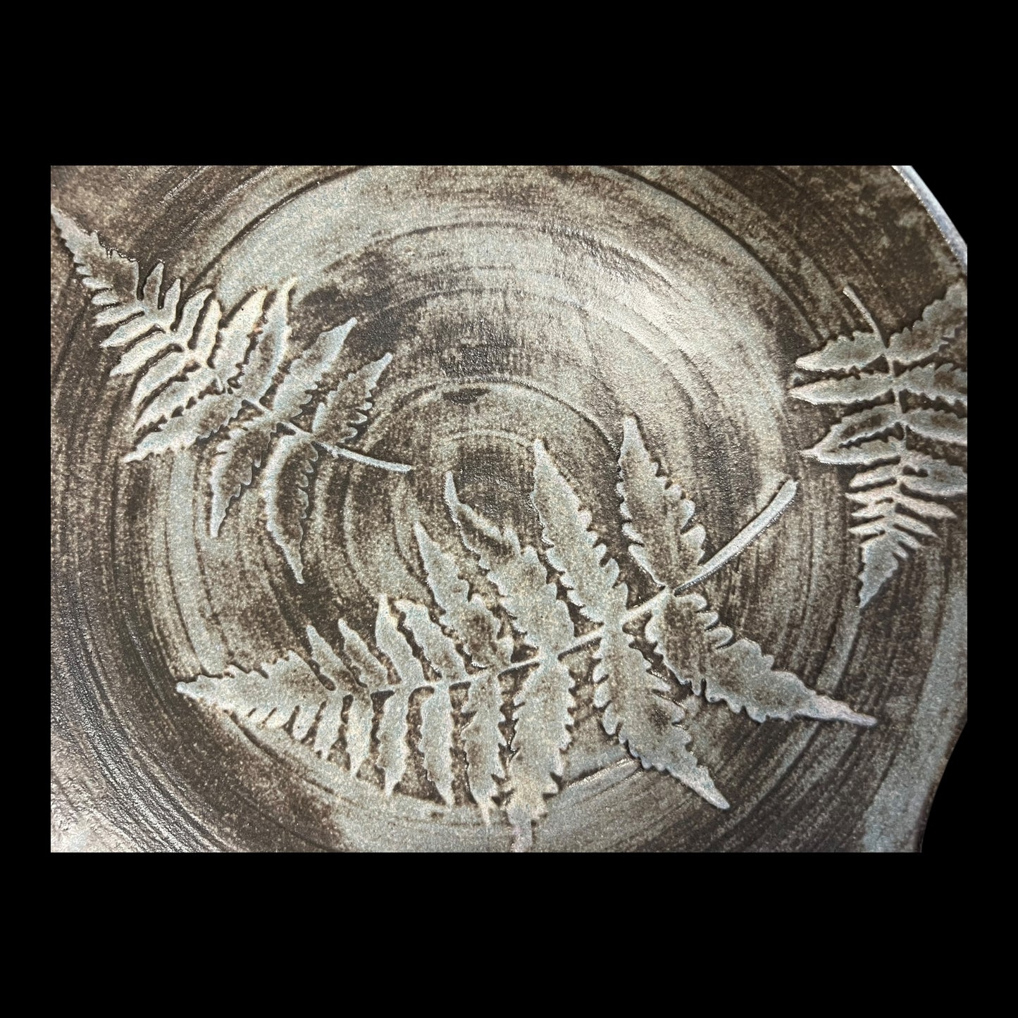 Earthy Matte Fern Platter- Stone