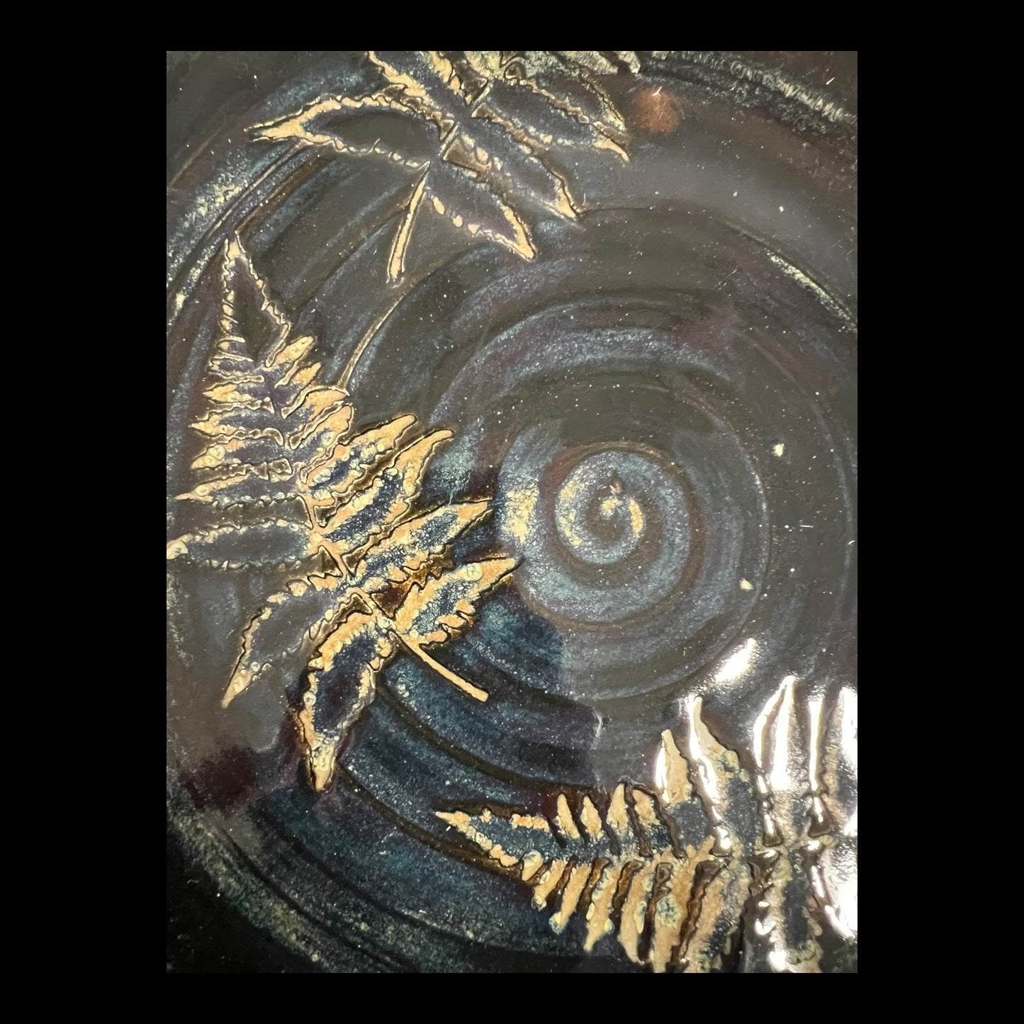 Fern Plate in Glossy River Rock Glaze