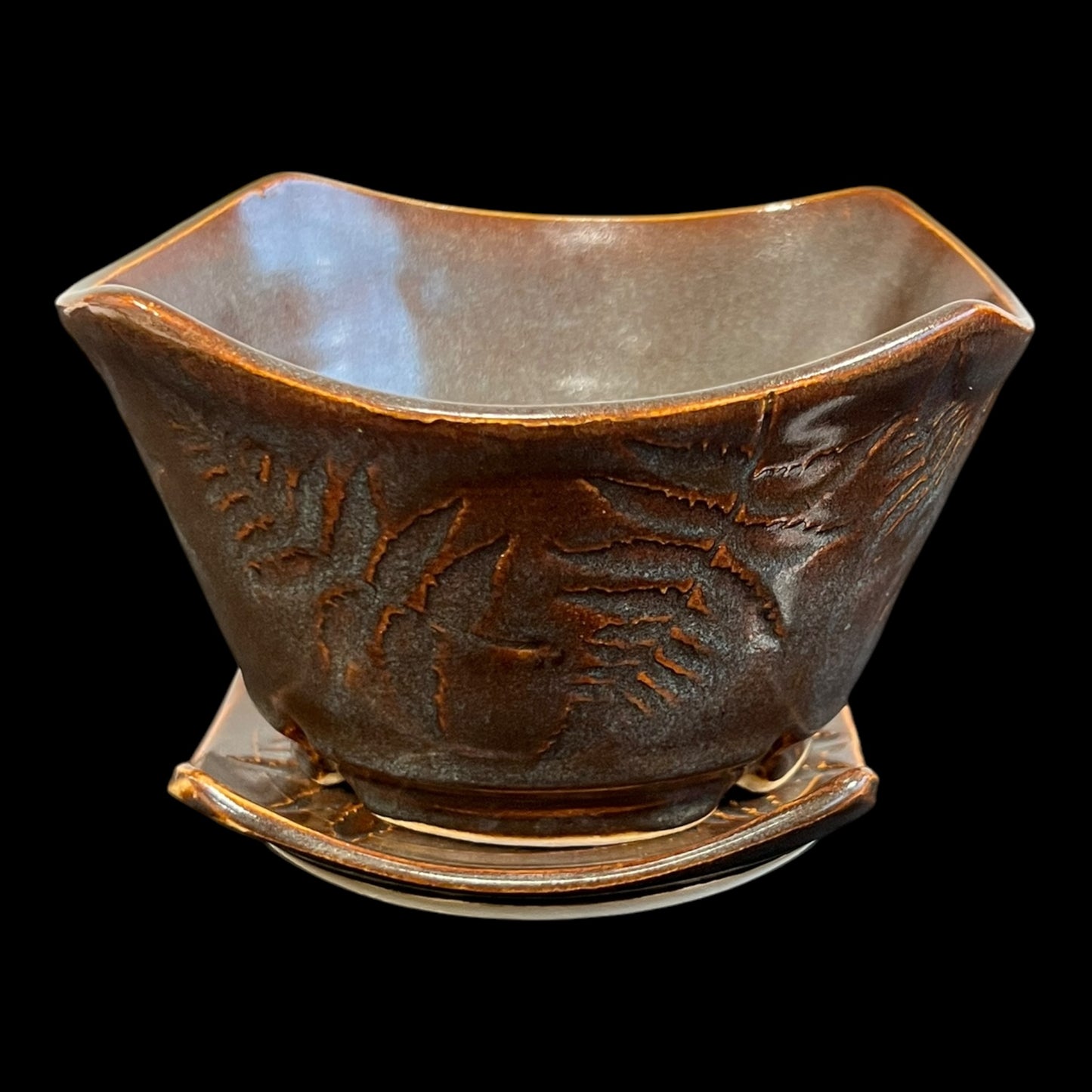 Satin Matte Fern Berry Bowl in Misty Autumn Glaze