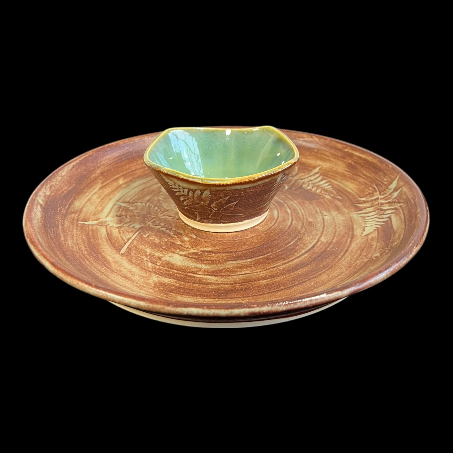Earthy Matte Fern Chip and Dip Set