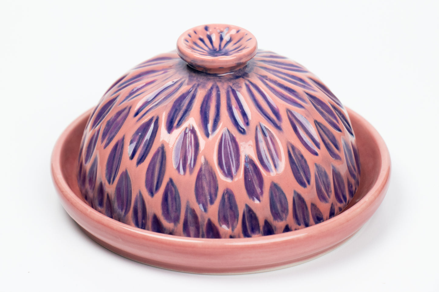 Pink Dahlia Butter Dish