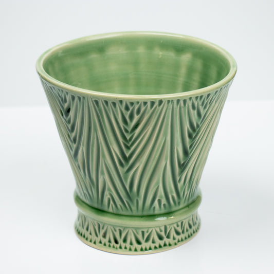 Green Carved Vase