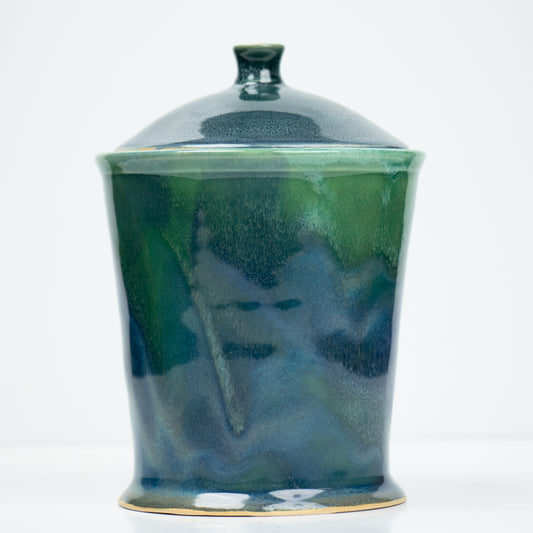 Blue-Green Canister with Lid