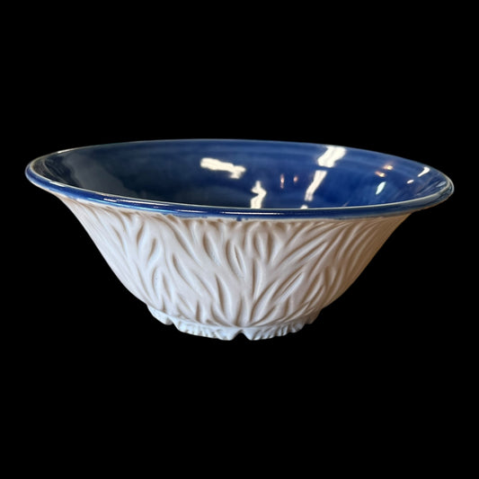 Carved Bowl with Glossy Blue