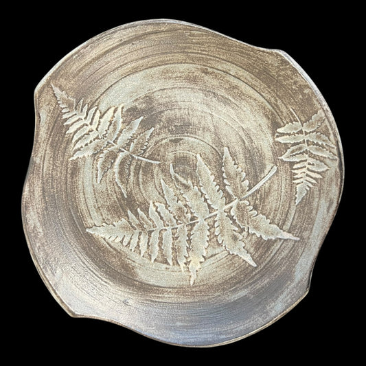 Earthy Matte Fern Platter- Stone