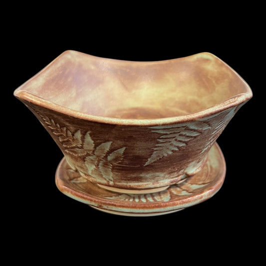 Earthy Matte Fern Berry Bowl in Sage and Rust