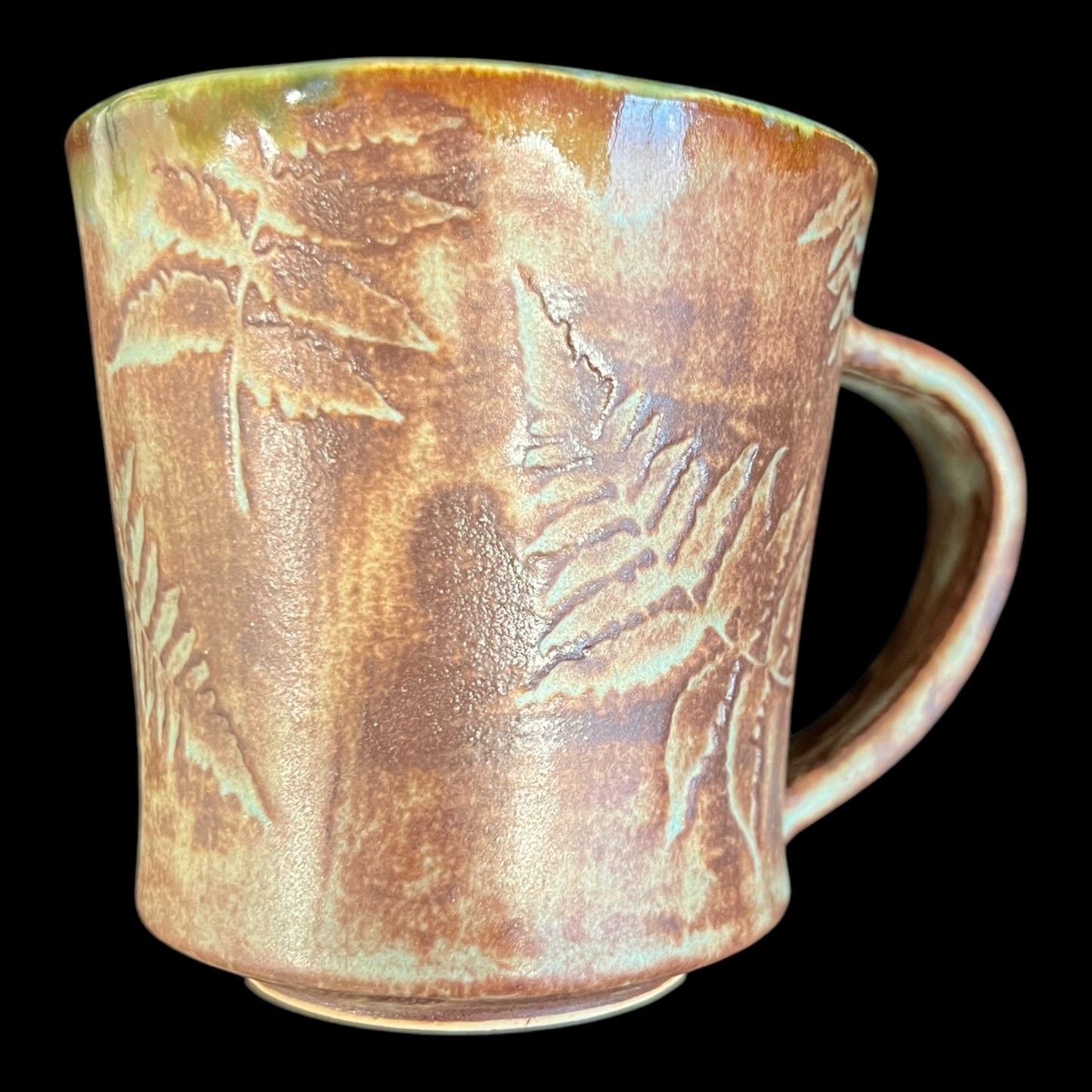Earthy Matte Fern Mug in Rust and Sage