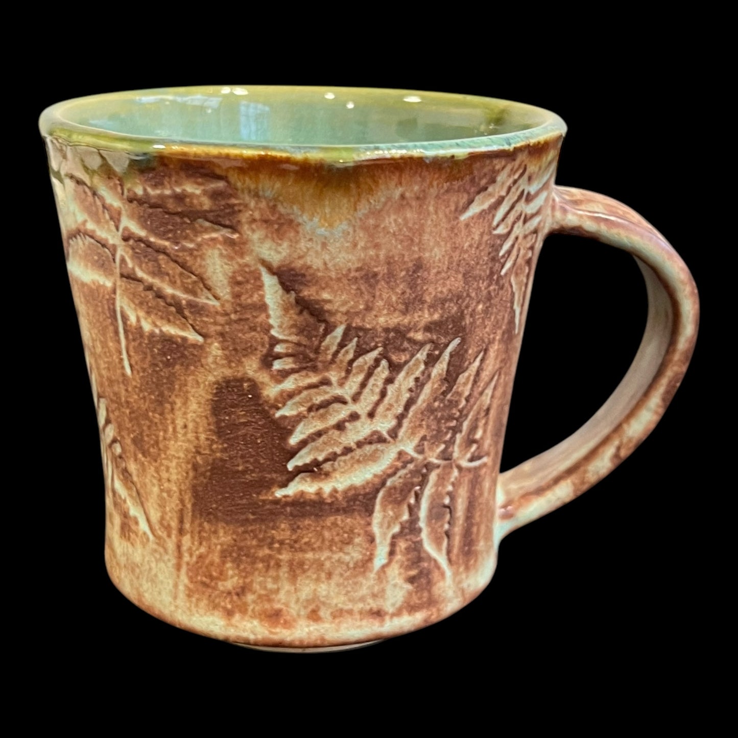 Earthy Matte Fern Mug in Rust and Sage