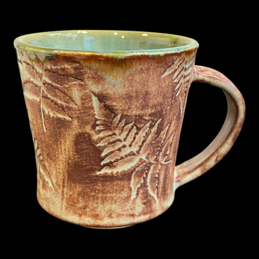 Earthy Matte Fern Mug in Rust and Sage
