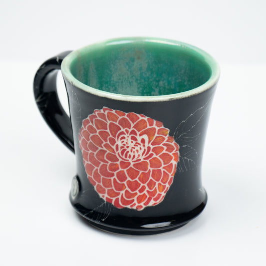 Red Dahlia Flower Mug