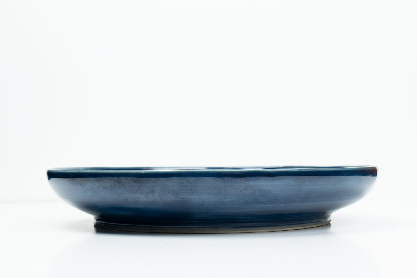 Blue Serving Plate with White Leaf