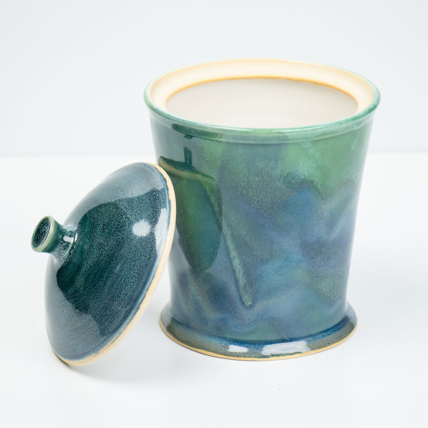 Blue-Green Canister with Lid